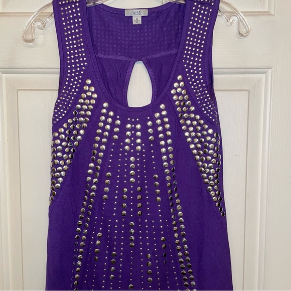 Cache Purple Studded Long Tank Top - Picture 2 of 6
